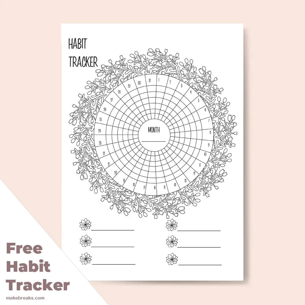 Floral patterned habit tracker to download