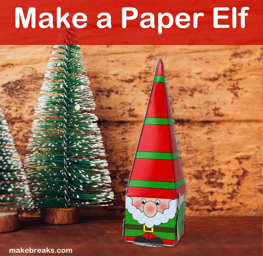 Paper Christmas elf created from free template