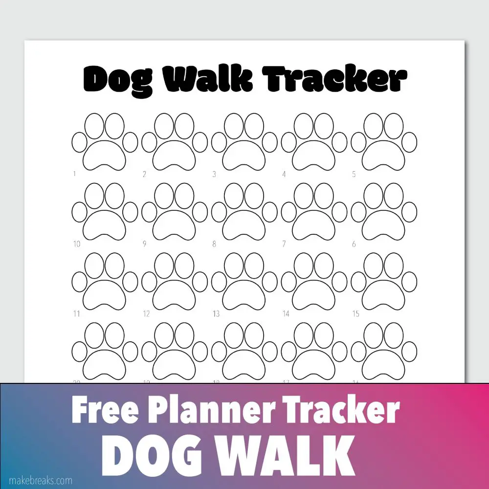 Dog Walk Habit Tracker for Bullet Journals and Planners