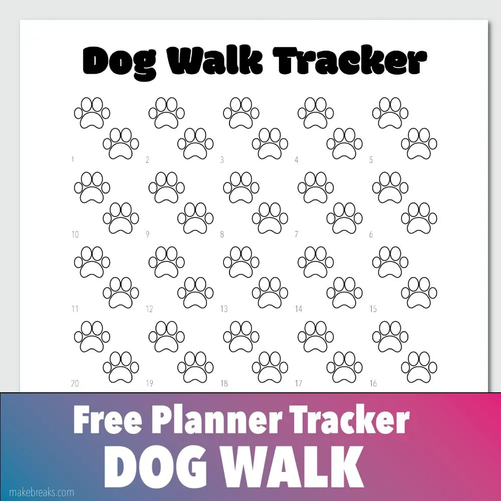 Dog Walk Habit Tracker 2 for Bullet Journals and Planners