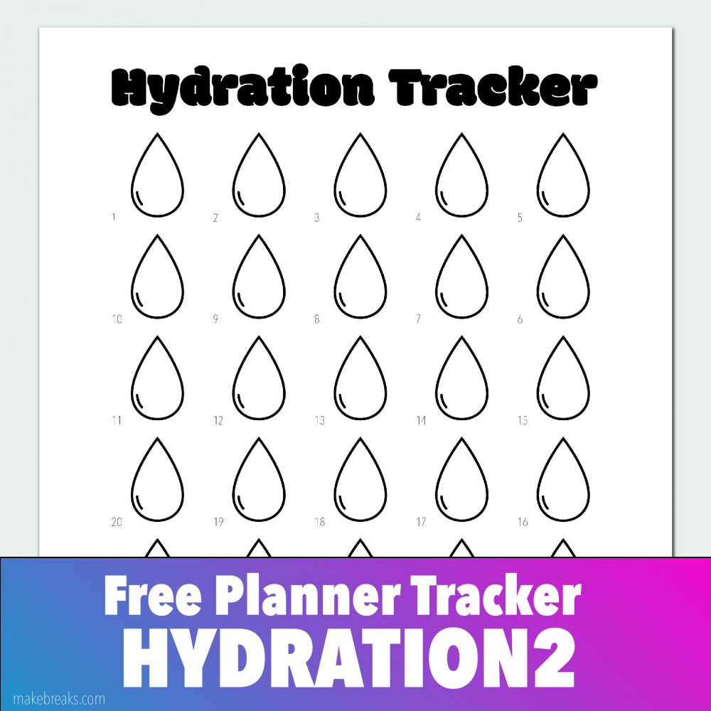 Free Hydration Tracker (Drop) for Bullet Journals and Planners