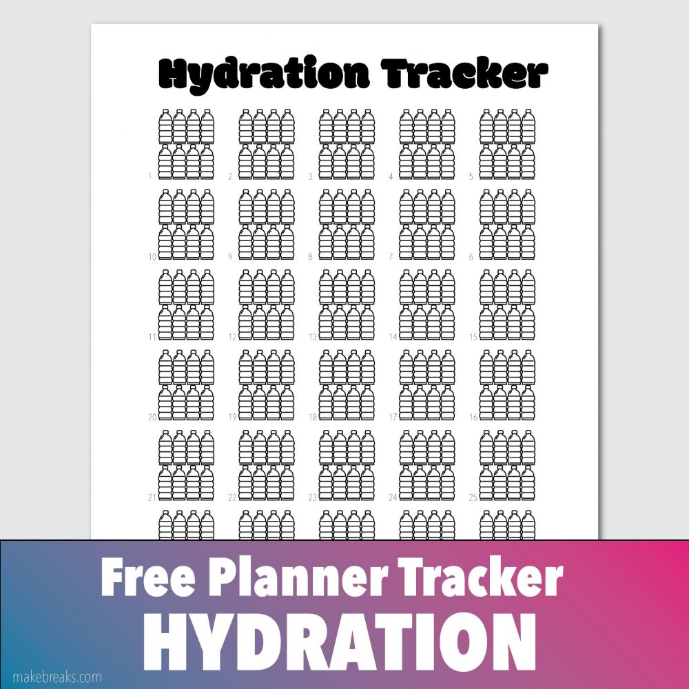 Free Hydration Tracker (Bottles) for Bullet Journals and Planners