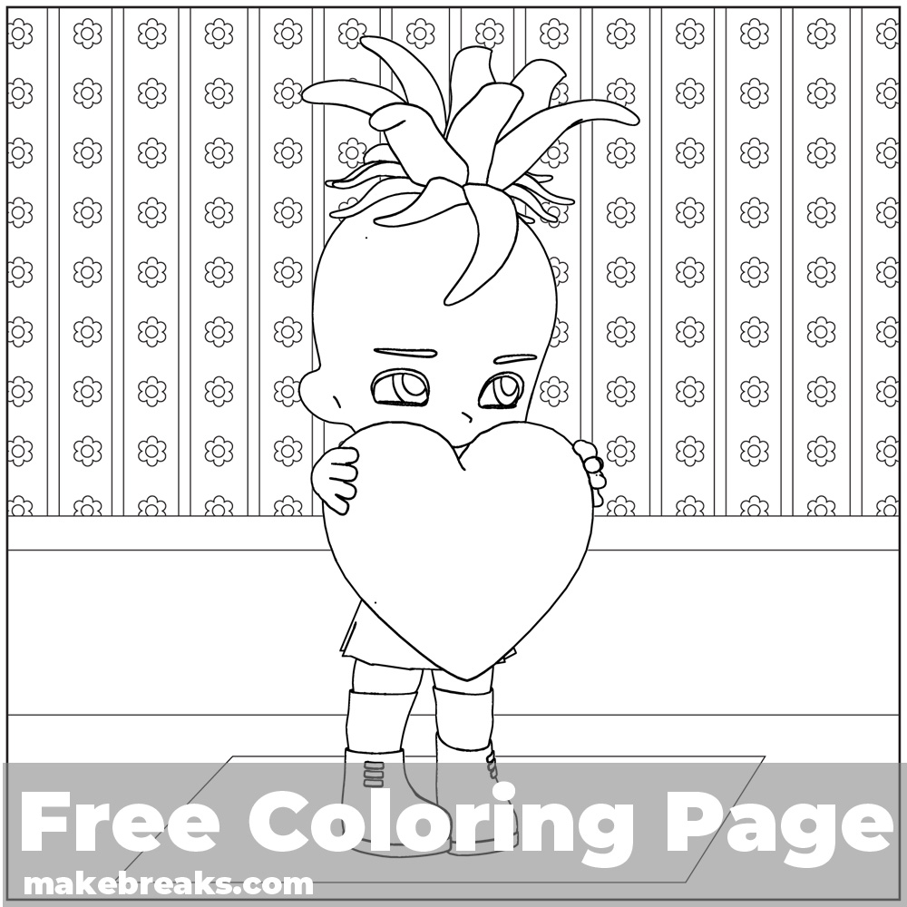 Cute Baby With Heart Coloring Page 2