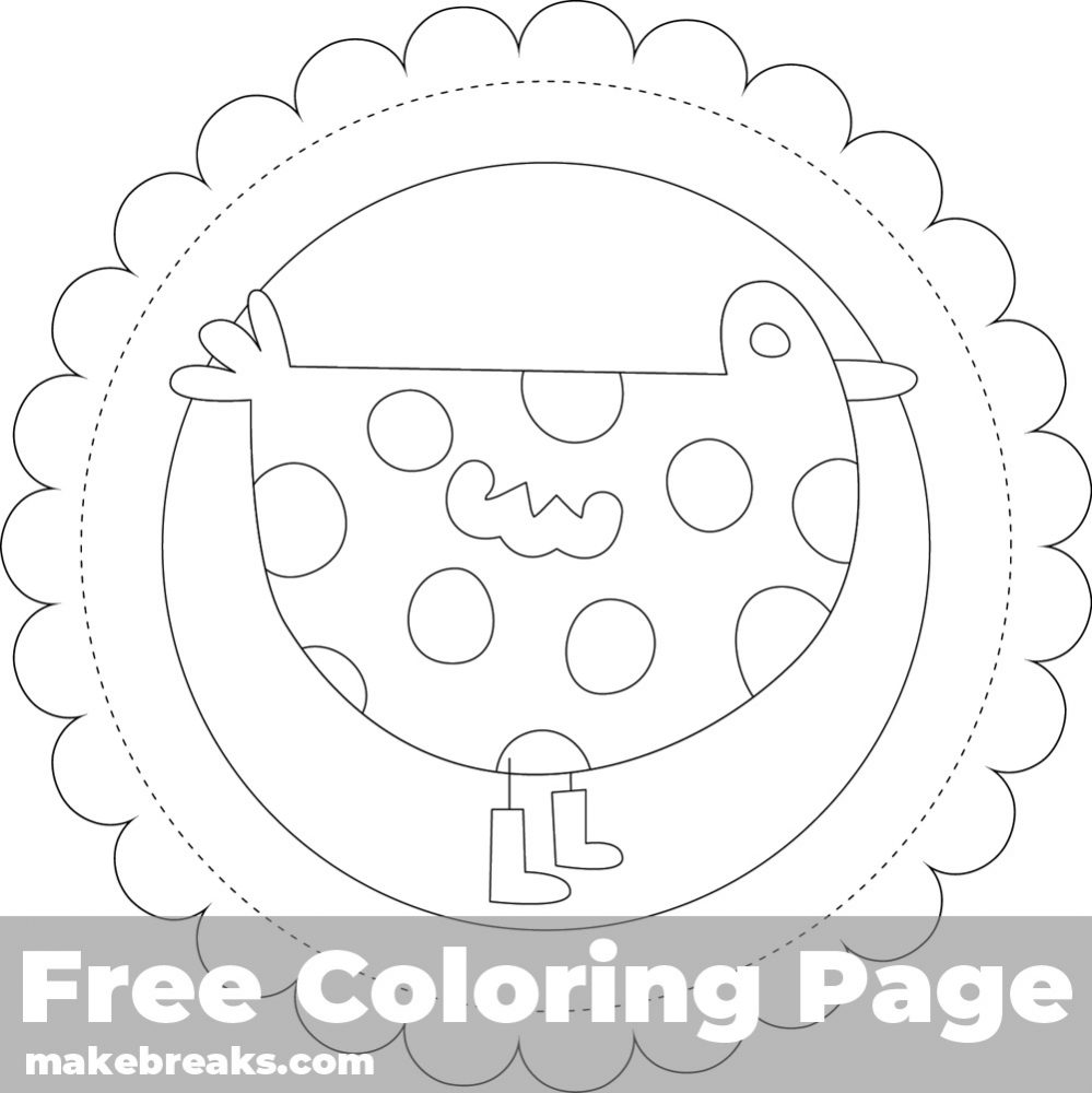 Whimsical Bird Coloring Page For Cards