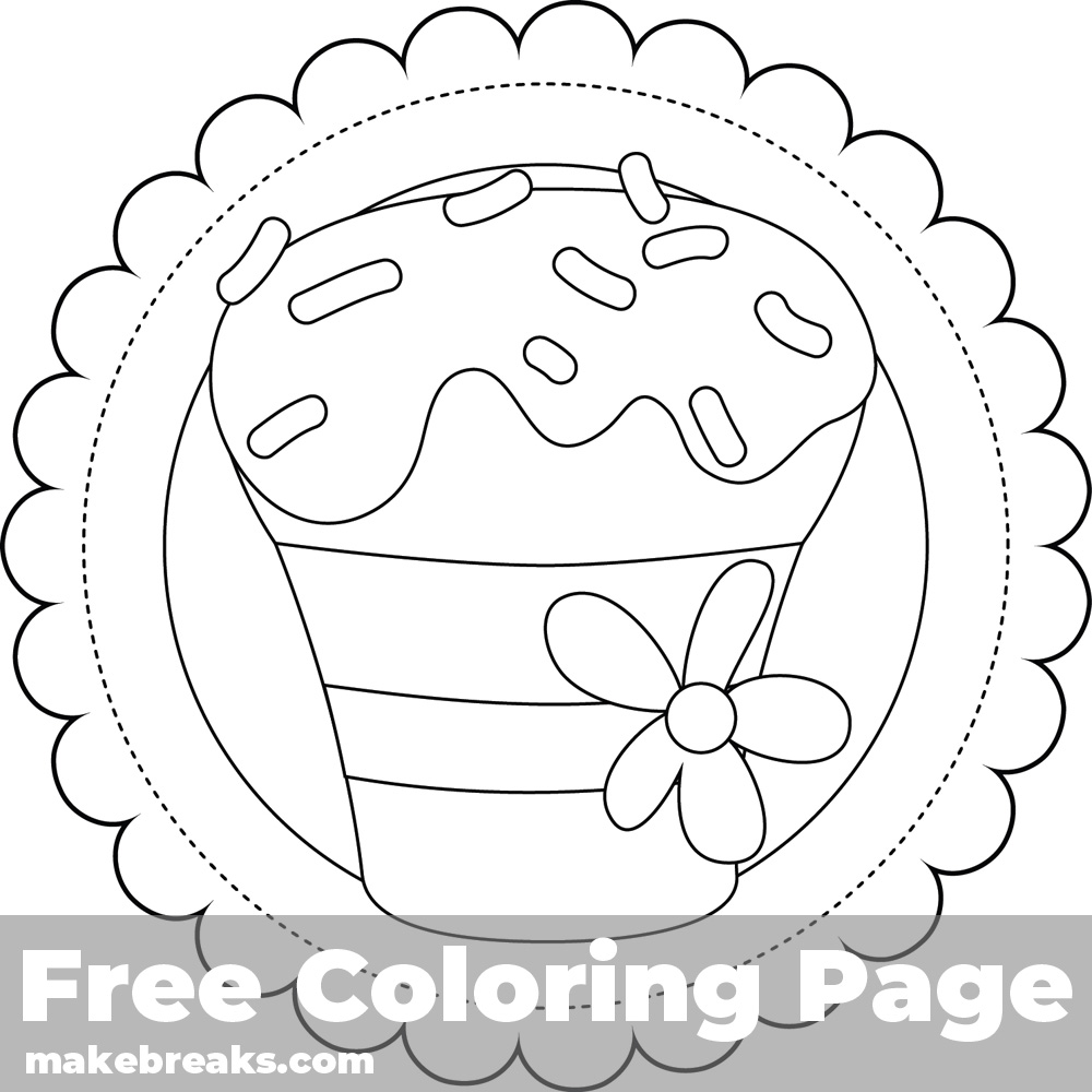 Cupcake Coloring Page For Cards 4