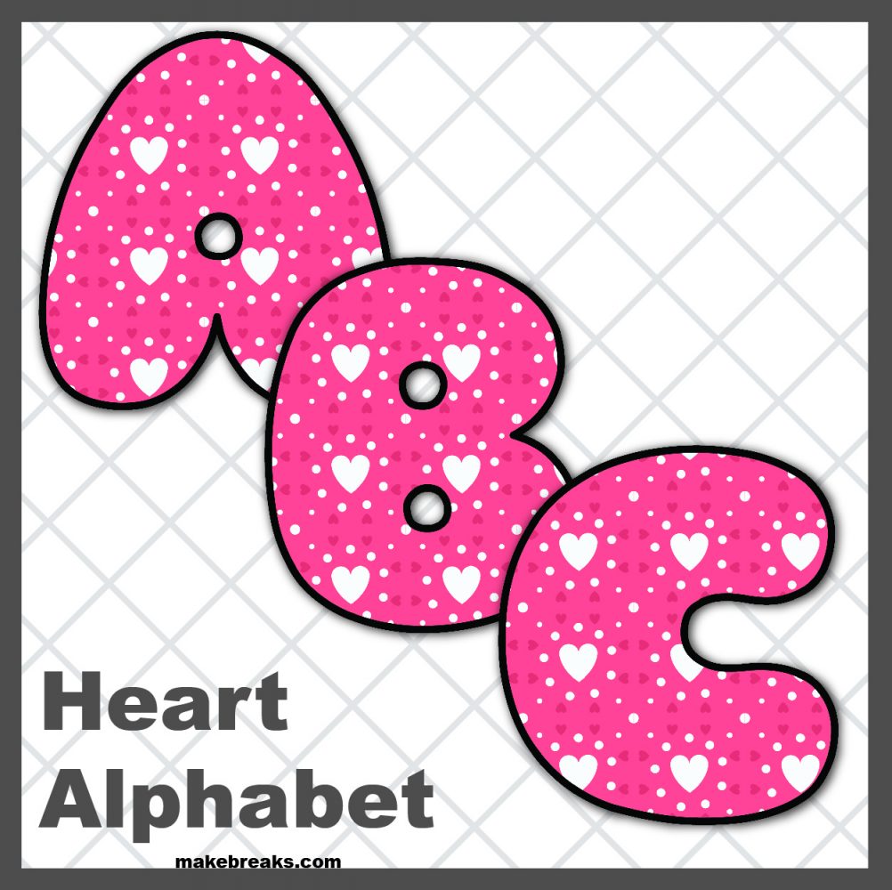 Free Printable Alphabet for Valentine’s Day- Pattern 2
