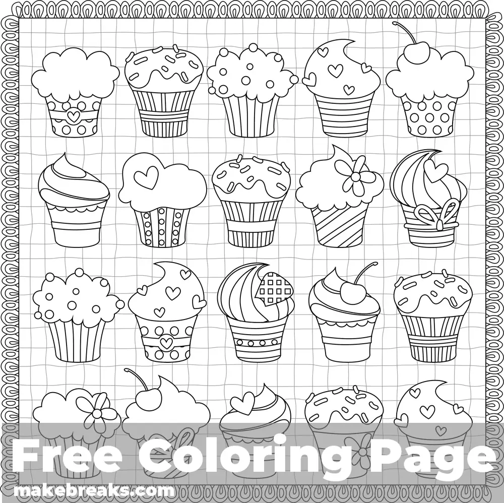 Cupcakes Coloring Page