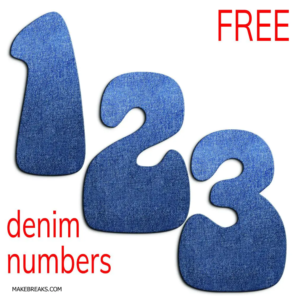 Free Denim Effect Printable Numbers