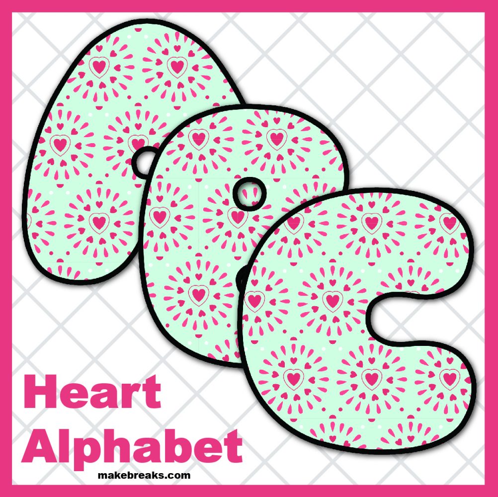 Free Printable Alphabet for Valentine’s Day- Pattern 3