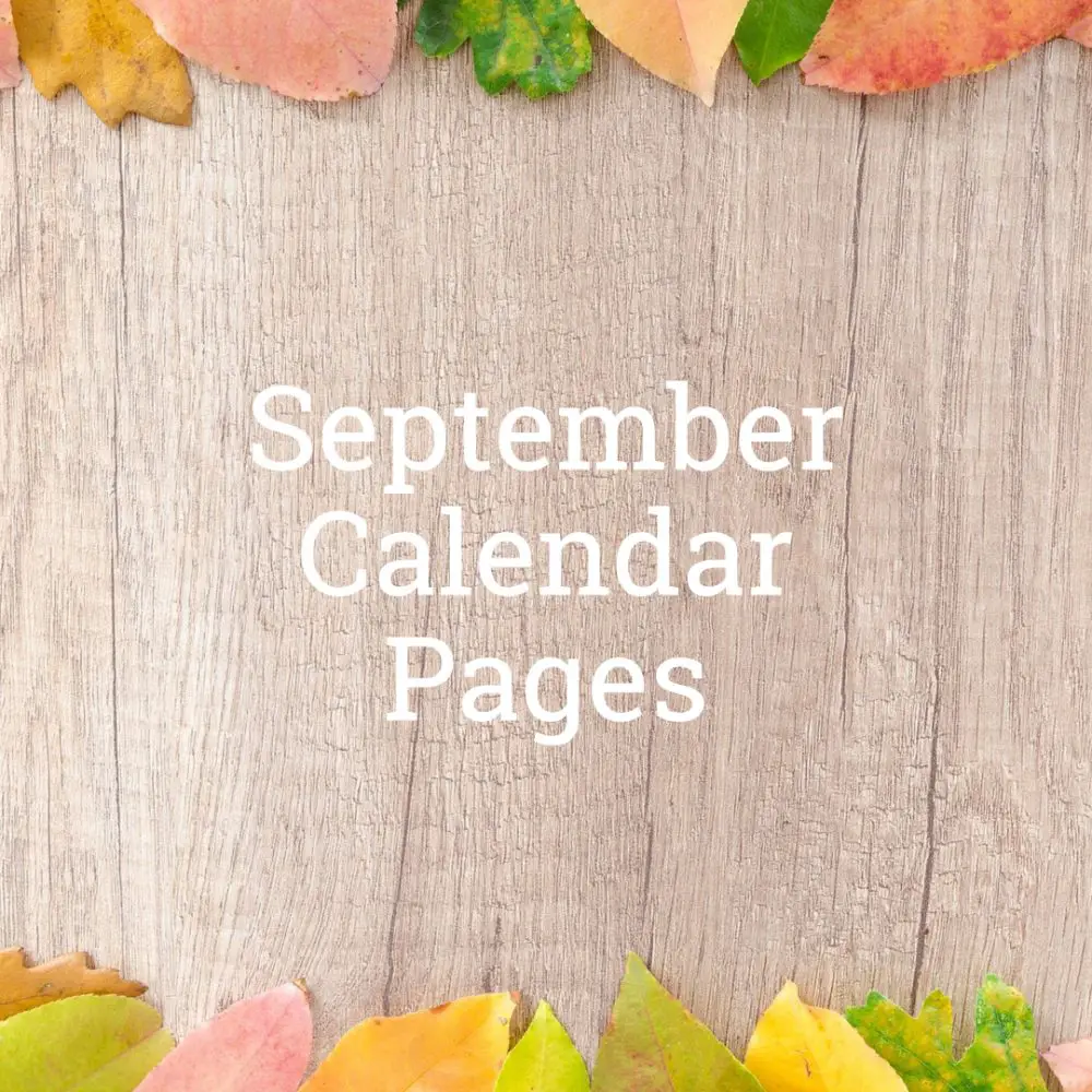 September 2019 Calendar Pages