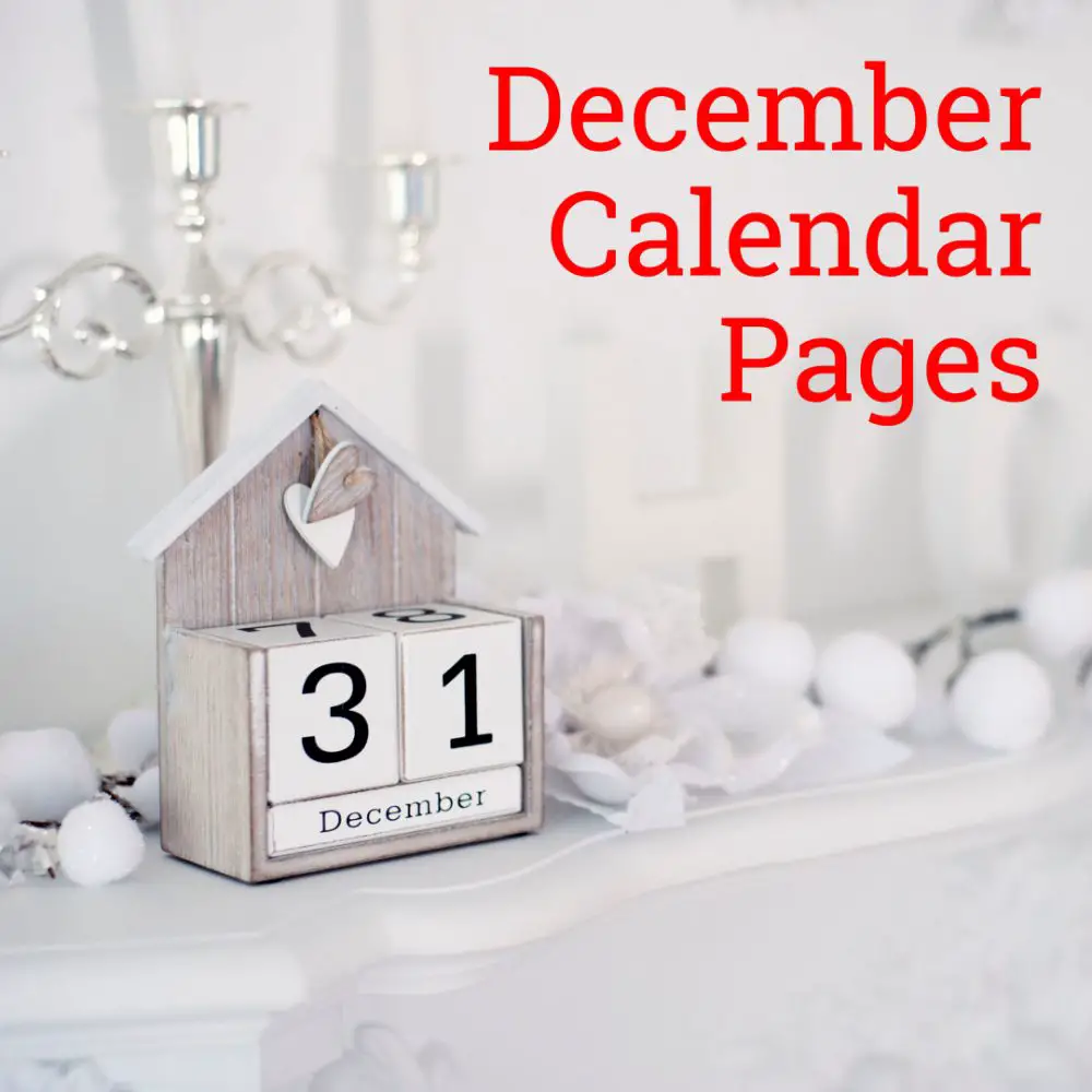 December 2019 Calendar Pages