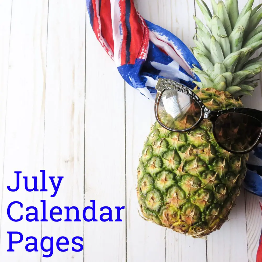July 2019 Calendar Pages