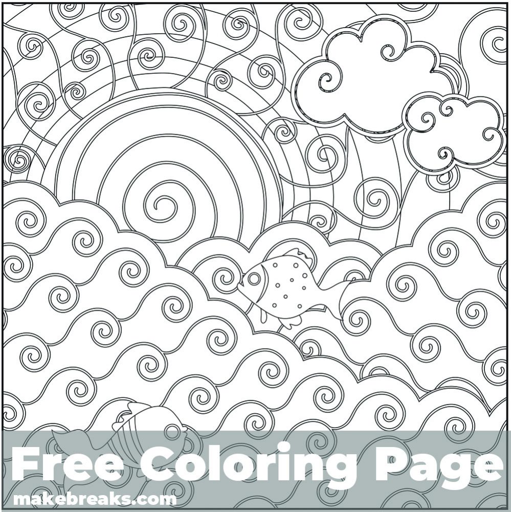 Sun Sea Coloring Page