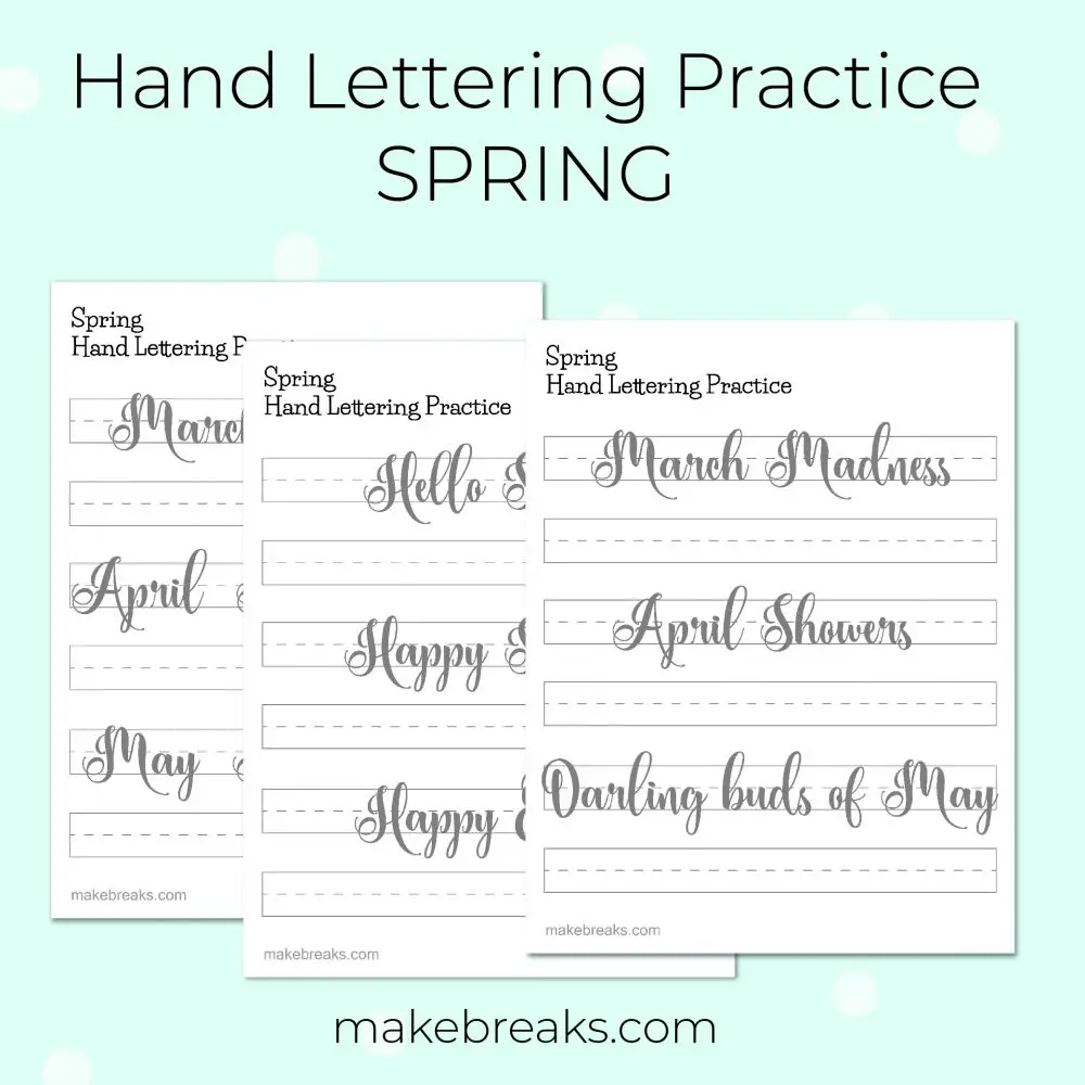 Free Hand Lettering Worksheets PDF & JPG – Spring Theme