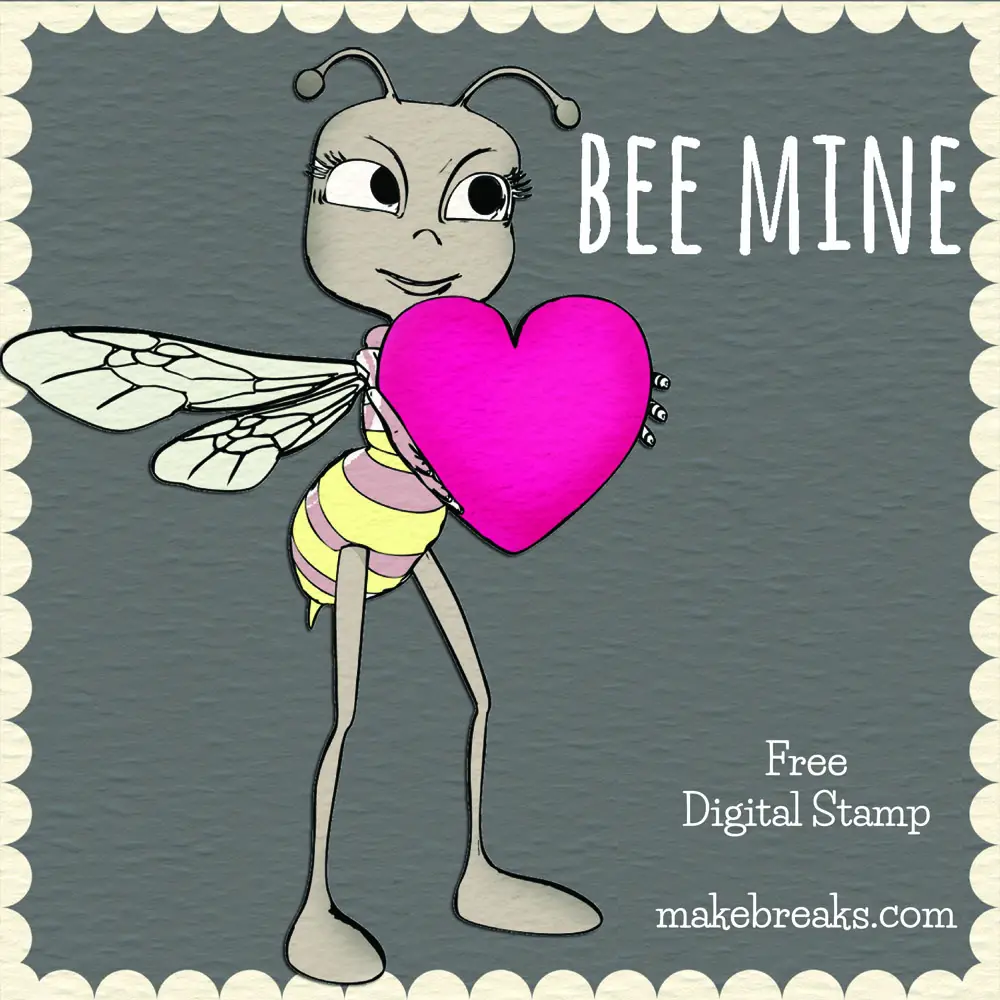 Free Digital Stamp – Be Mine Bee