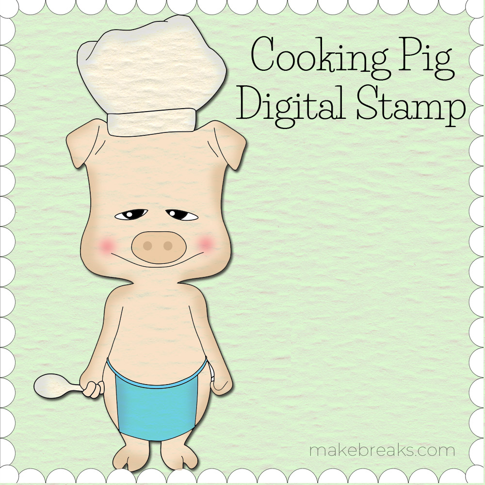 Free Digital Stamp – Cooking Pig