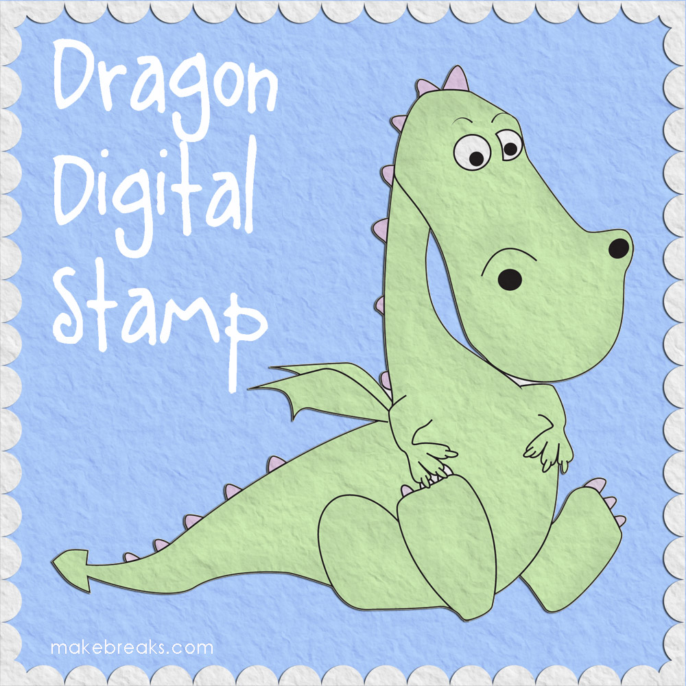 Free Digital Stamp – Cute Dragon
