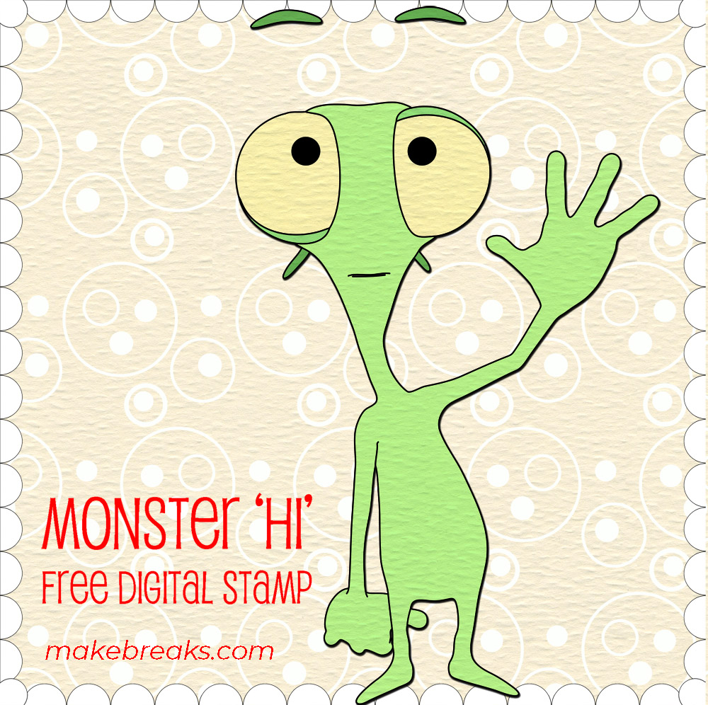 Free Digital Stamp – Monster Hi