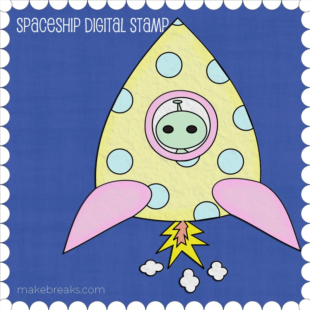 Free Space Rocket Digital Stamp