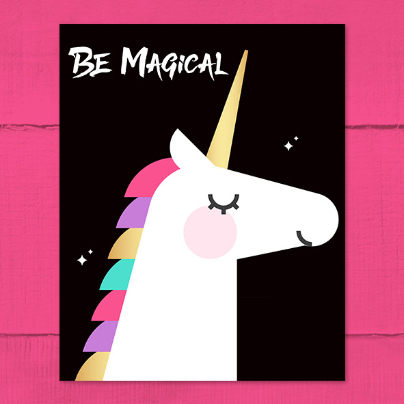 unicorn magical splat black & white picture a4 gloss Print poster gift UNFRAMED 