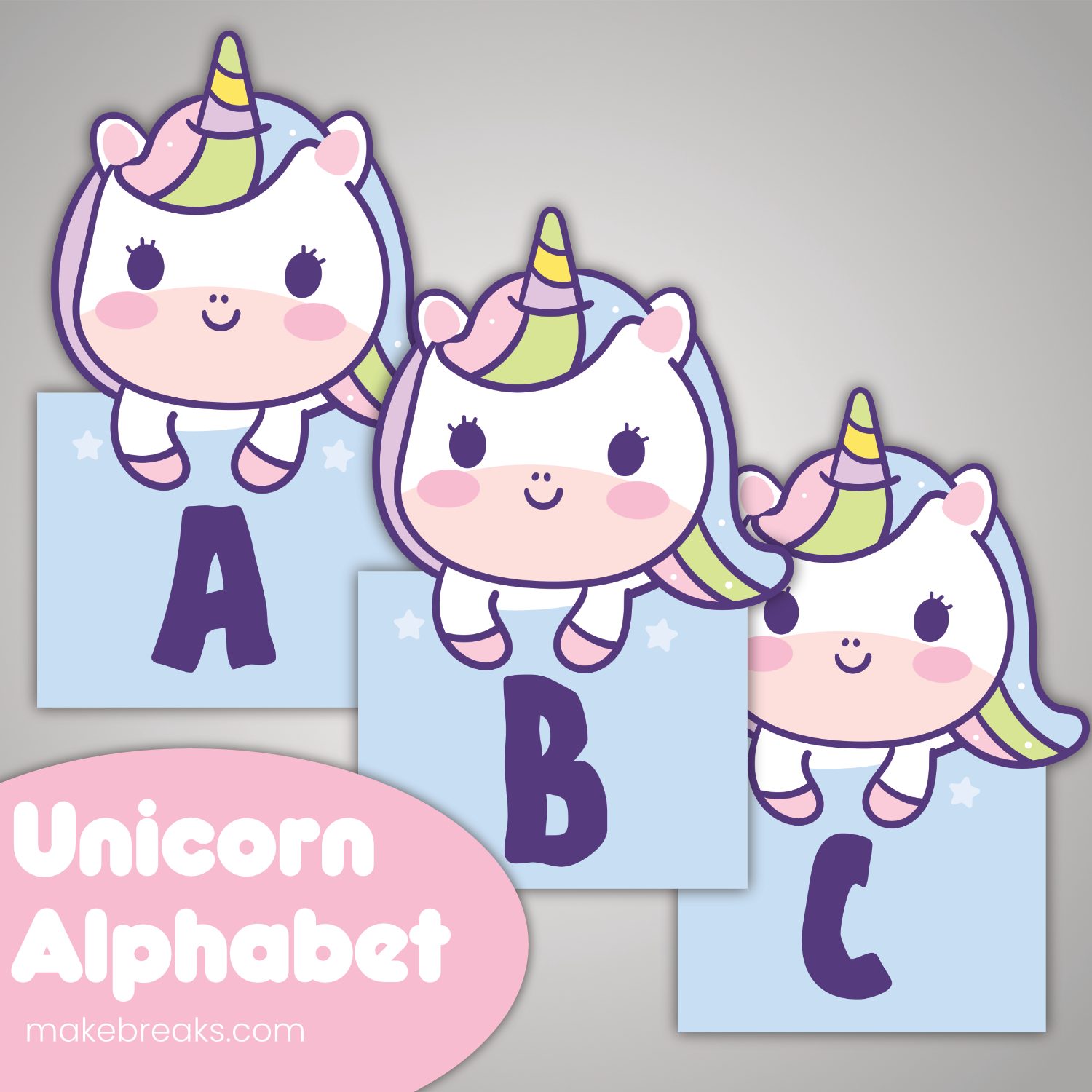 Free Printable Cute Unicorn Alphabet