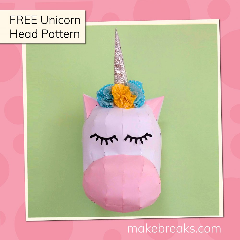 DIY Cute Paper Unicorn Head Model Free Template (option 2)