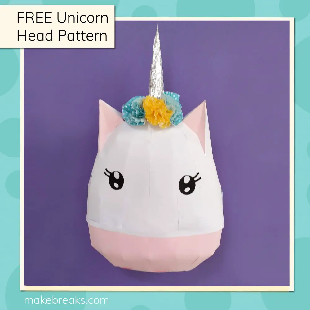 DIY Paper Unicorn Head Model Free Template (1)