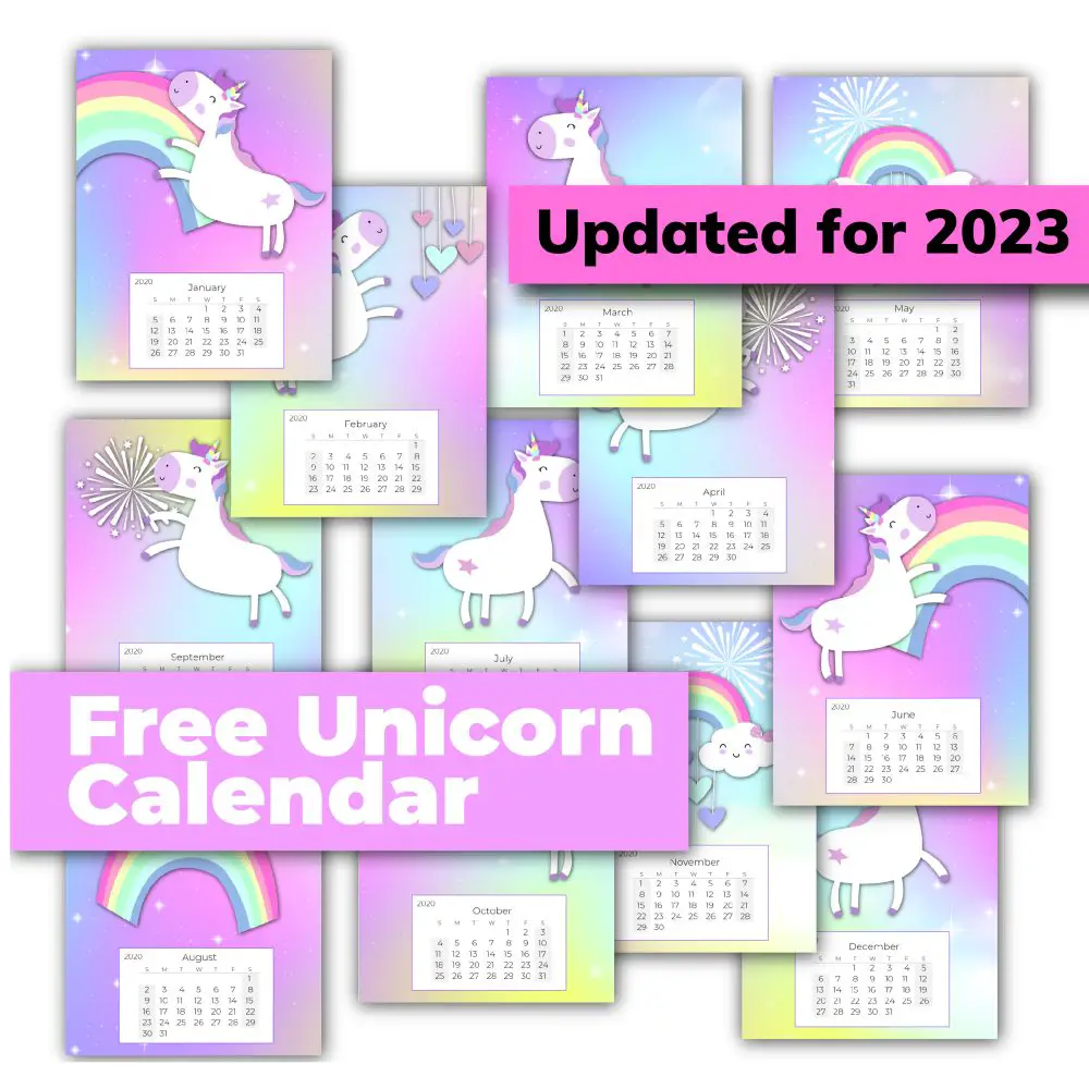 Free 12 Month Unicorn Calendar – Updated for 2023
