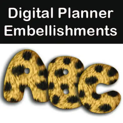 Animal Print Alphabet Embellishments for Digital Planners & Digital Scrapbooks