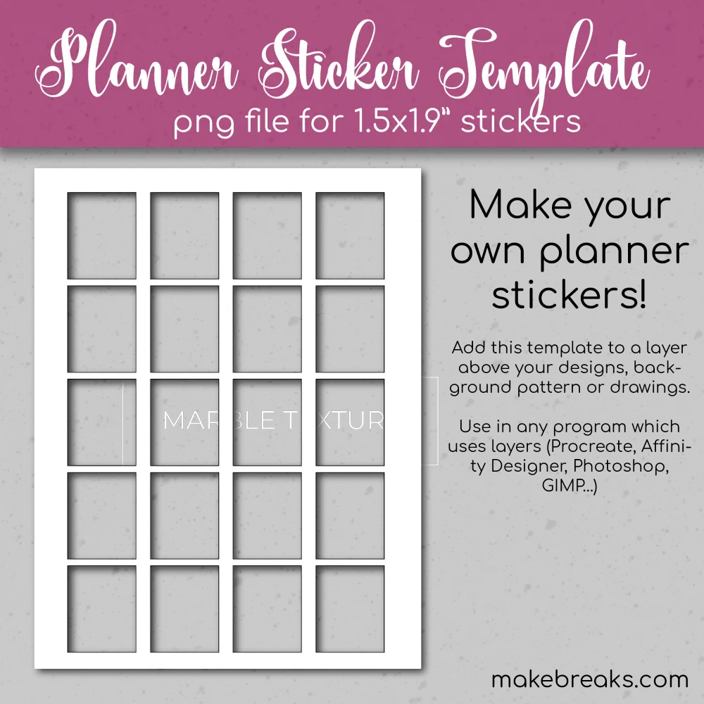 Planner sticker templates svg png files includes white overlay and cut files