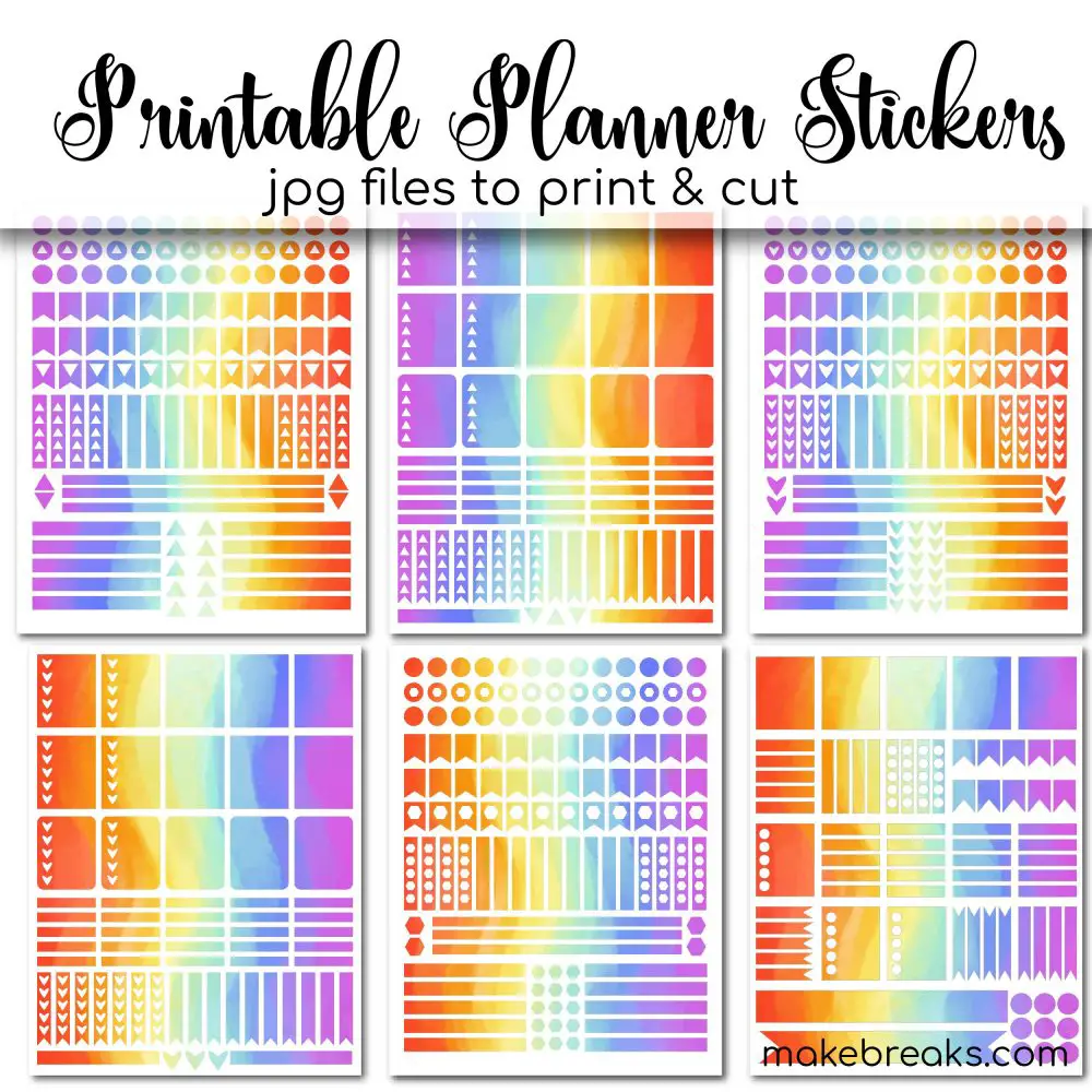 Free Printable Planner Stickers – Rainbow