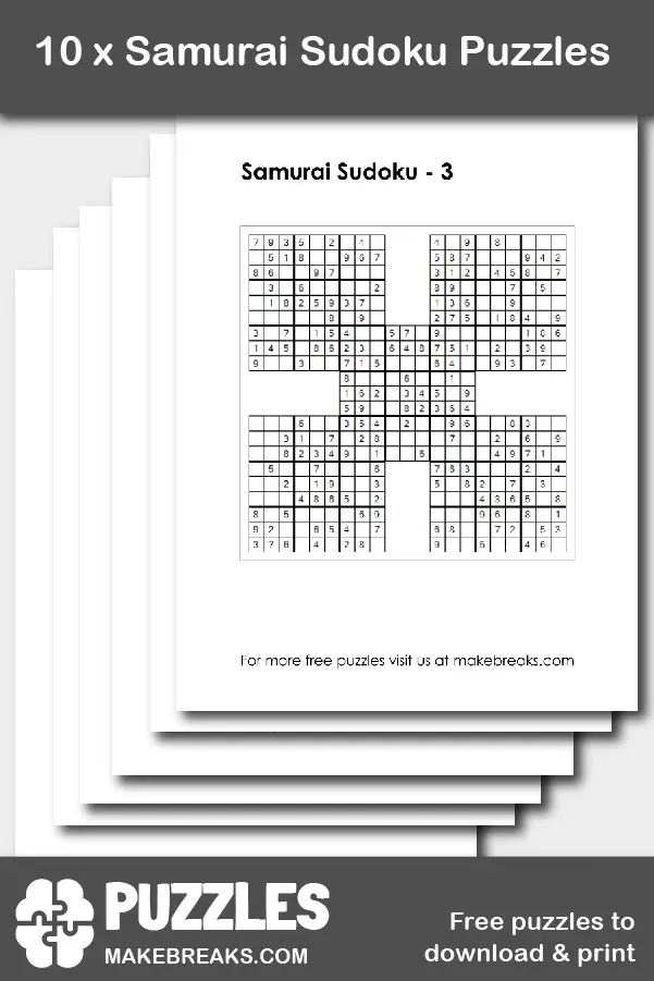 free printable samurai sudoku puzzle