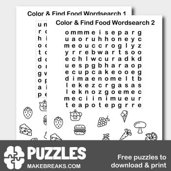 Color The Food Wordsearch - Make Breaks