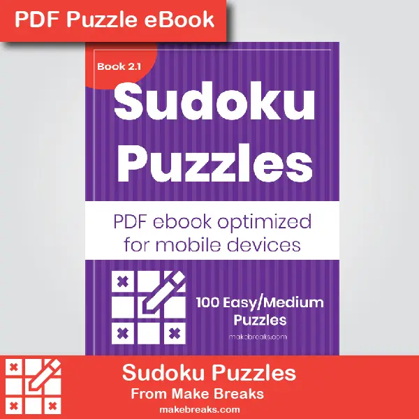 Free 100 Easy Medium Sudoku Puzzle EBook 2 1 Make Breaks