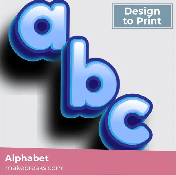Blue Fridge Magnet Style Printable Alphabet (Lower Case)