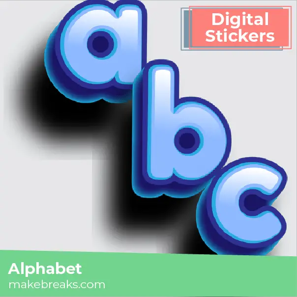 Blue Lowercase Fridge Magnet Alphabet Digital Stickers