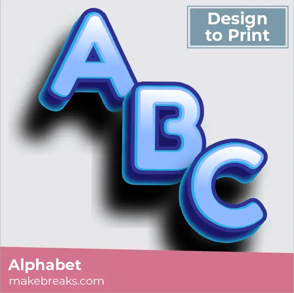 Blue Fridge Magnet Style Printable Alphabet (Upper Case)