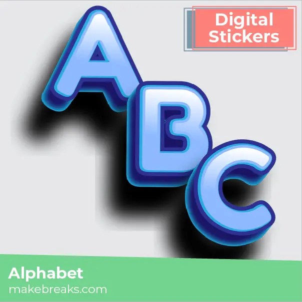Blue Uppercase Fridge Magnet Alphabet Digital Stickers