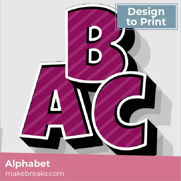 Purple Cartoon 3d Effect Alphabet Letters to Print