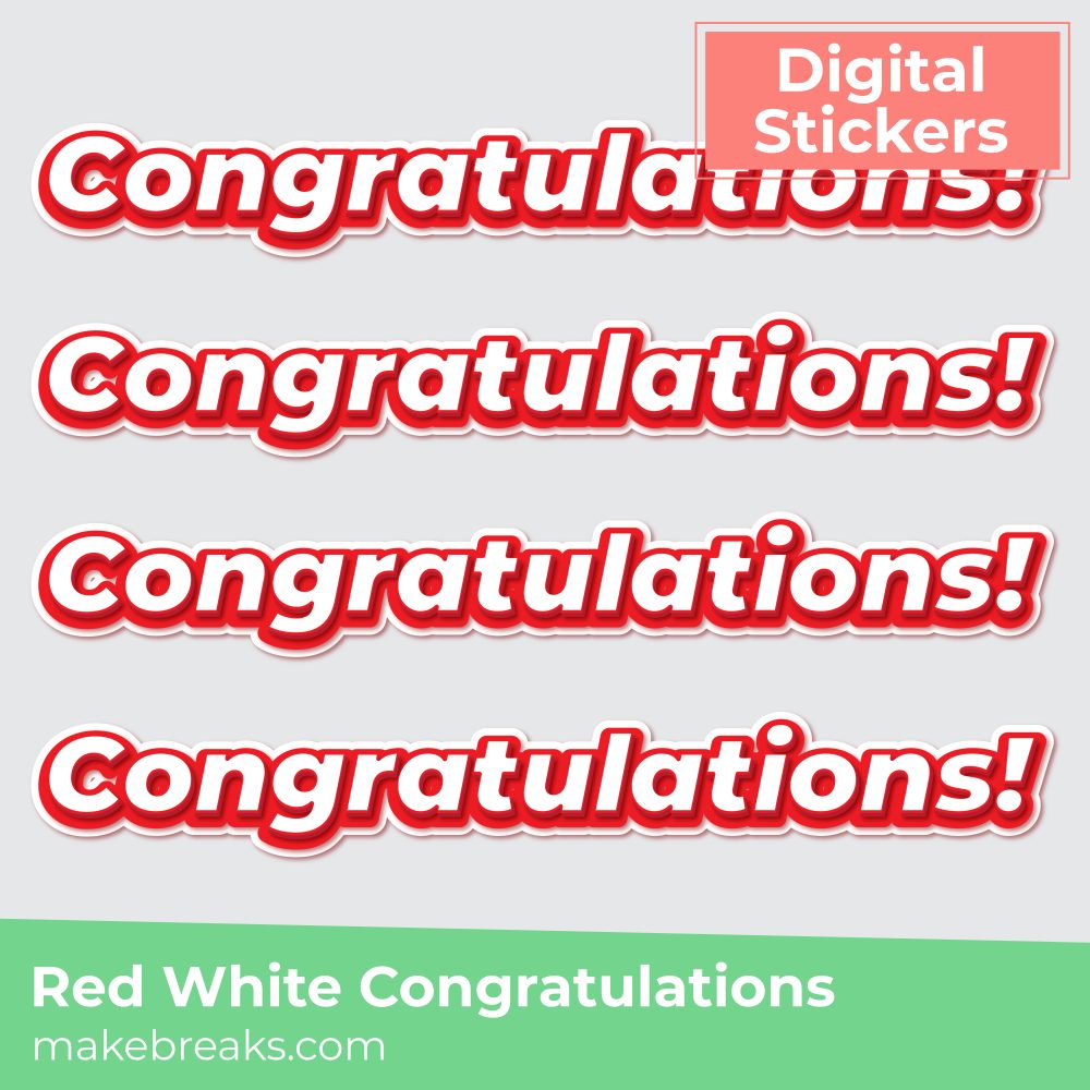Red and White Congratulations Digital Sticker
