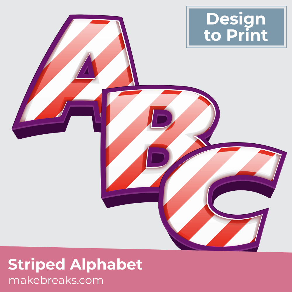 Free Printable Candy Striped Alphabet