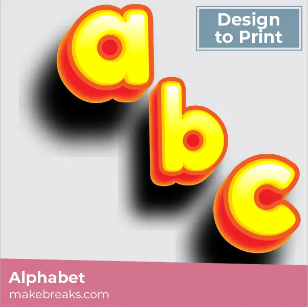 Yellow Fridge Magnet Style Alphabet to Print – Lower Case