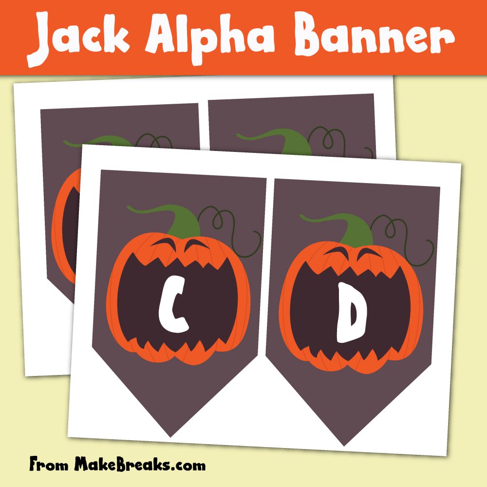Jack O Lantern Halloween Alphabet Bunting Template