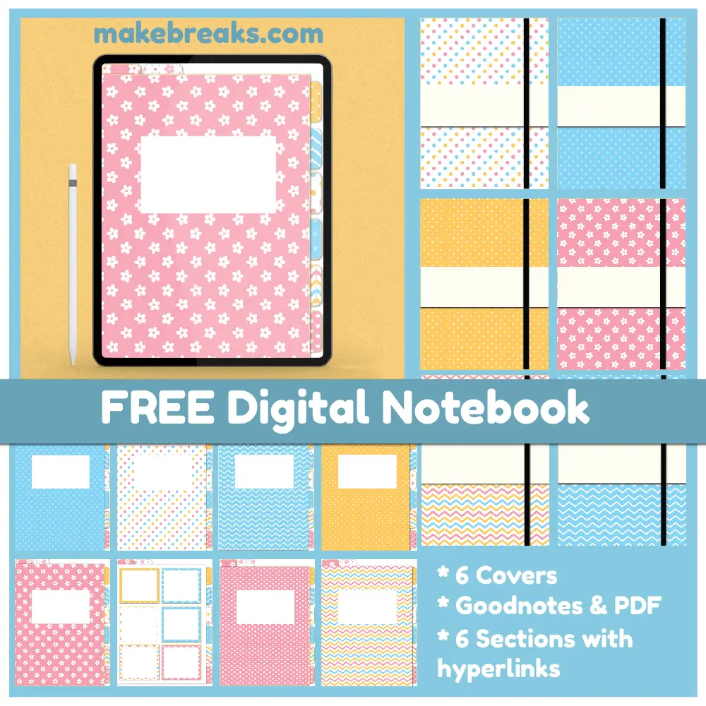 Spring Pastel Colors Free Digital Notebook for Goodnotes & Other PDF