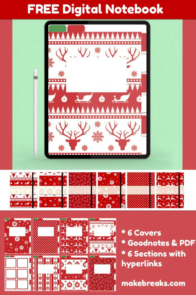 Christmas Free Digital Notebook for Goodnotes & Other PDF Readers ...