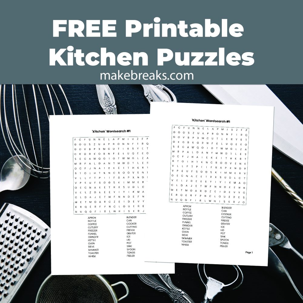8 Kitchen Themed Wordsearch Puzzles