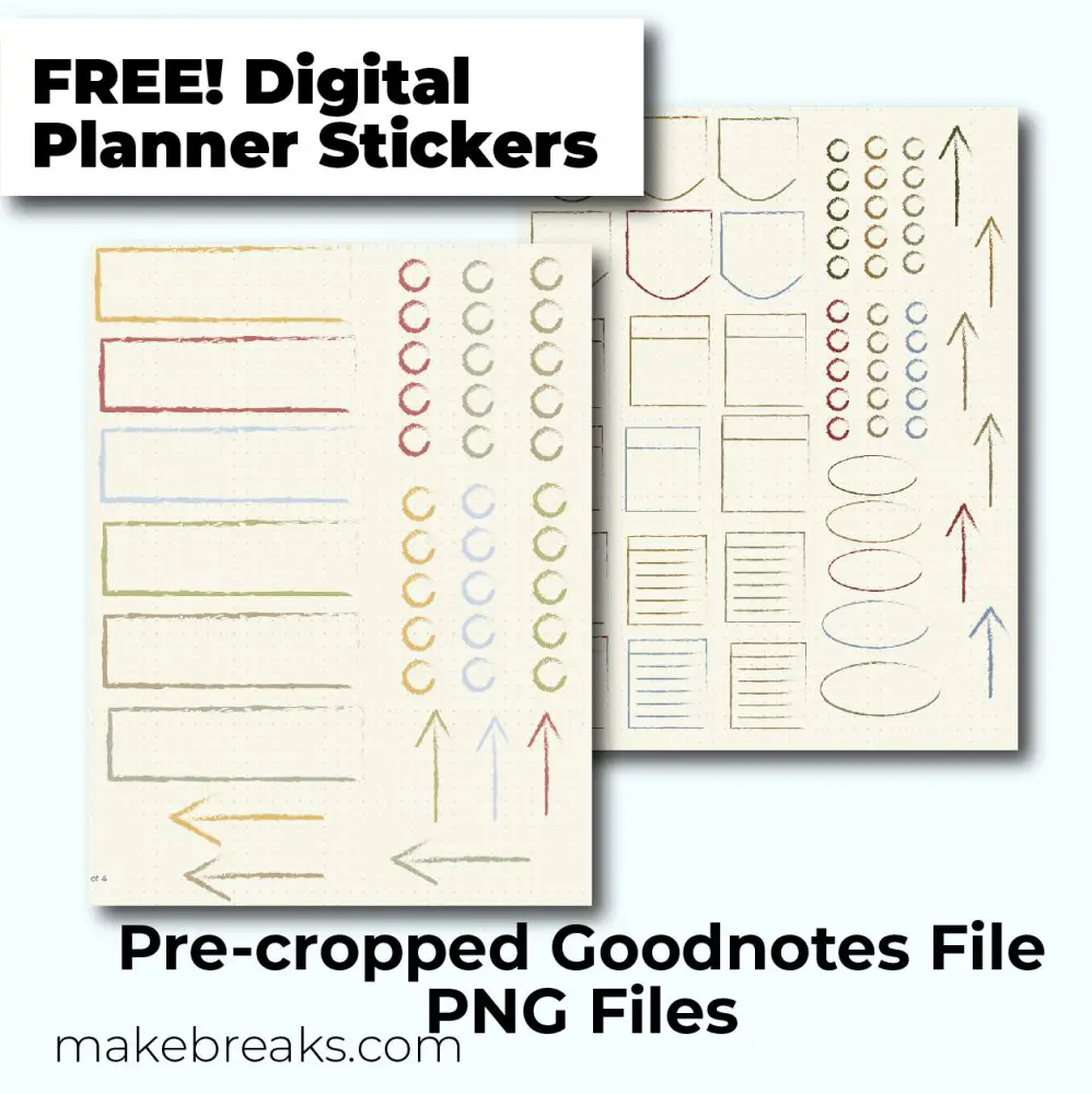 Free Hand Drawn Elements Digital Planner Stickers for Goodnotes & PNG files