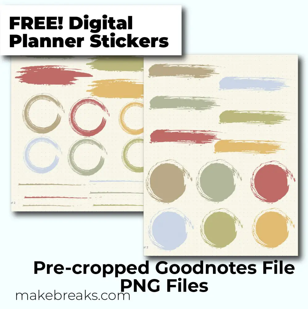 Free Paint Swatch Digital Planner Stickers for Goodnotes & PNG files