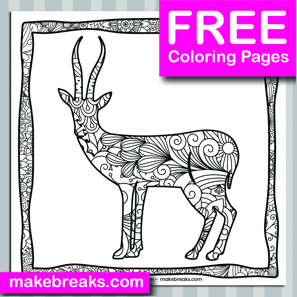 Free Antelope Animal Coloring Page