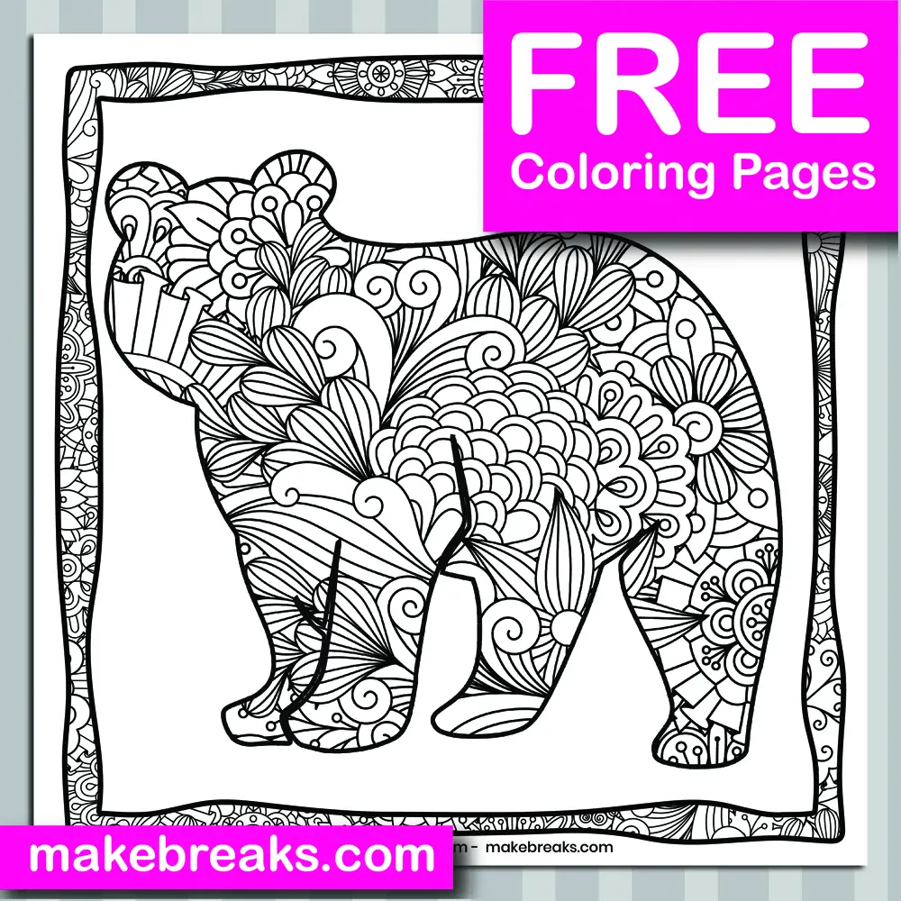 Free Bear Animal Coloring Page
